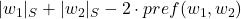 |w_1|_S + |w_2|_S - 2\cdot pref(w_1,w_2)