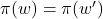 \pi(w) = \pi(w')
