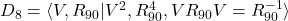D_8 = \langle V, R_{90}|V^2,R_{90}^4, VR_{90}V=R_{90}^{-1}\rangle