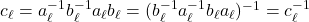 c_{\ell} = a_{\ell}^{-1} b_{\ell}^{-1} a_{\ell} b_{\ell} = (b_{\ell}^{-1} a_{\ell}^{-1} b_{\ell} a_{\ell})^{-1} = c_{\ell}^{-1}
