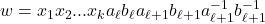 w = x_1 x_2 ... x_k a_{\ell} b_{\ell} a_{\ell +1} b_{\ell +1} a_{\ell +1}^{-1}b_{\ell +1}^{-1}